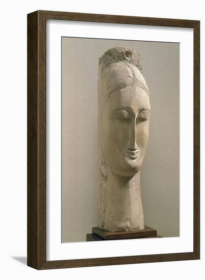 Head of a Woman (Stone)-Amedeo Modigliani-Framed Giclee Print