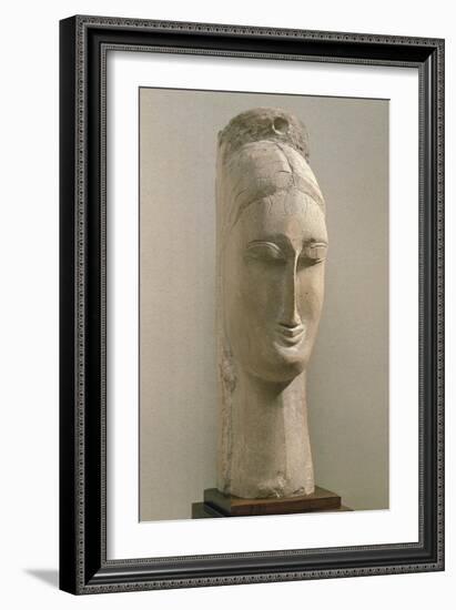 Head of a Woman (Stone)-Amedeo Modigliani-Framed Giclee Print