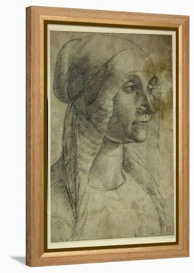 Head of a Woman Wearing a Coif-Domenico Ghirlandaio-Framed Premier Image Canvas