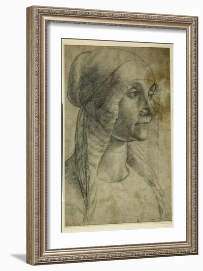 Head of a Woman Wearing a Coif-Domenico Ghirlandaio-Framed Giclee Print