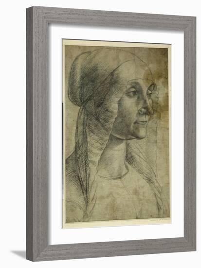 Head of a Woman Wearing a Coif-Domenico Ghirlandaio-Framed Giclee Print