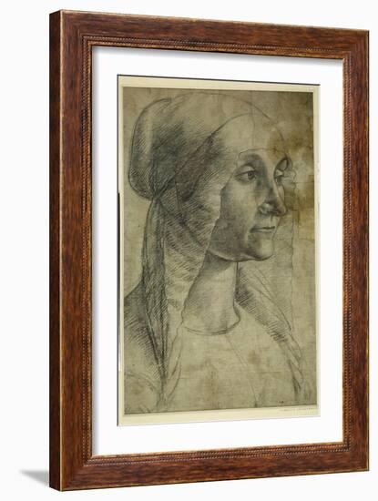 Head of a Woman Wearing a Coif-Domenico Ghirlandaio-Framed Giclee Print