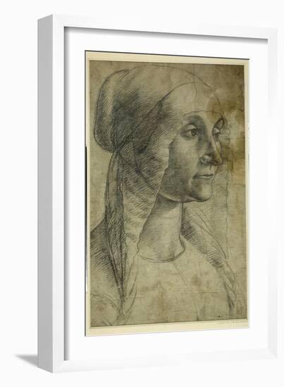 Head of a Woman Wearing a Coif-Domenico Ghirlandaio-Framed Giclee Print