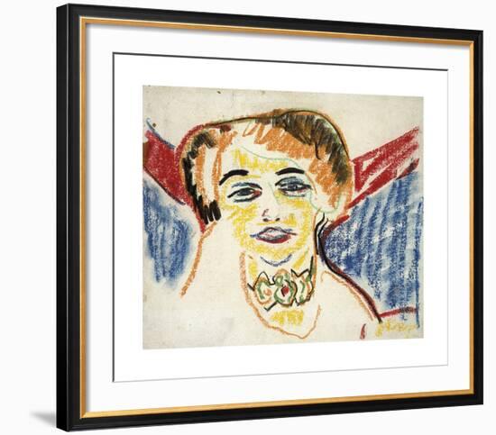 Head of a Woman-Ernst Ludwig Kirchner-Framed Premium Giclee Print