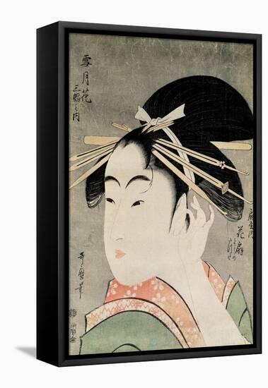 Head of a Woman-Kitagawa Utamaro-Framed Premier Image Canvas