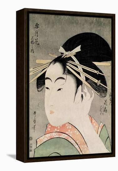 Head of a Woman-Kitagawa Utamaro-Framed Premier Image Canvas