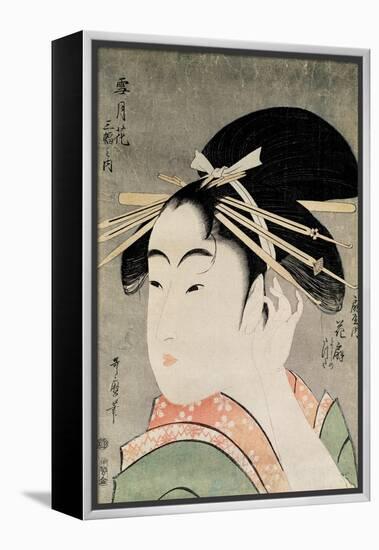 Head of a Woman-Kitagawa Utamaro-Framed Premier Image Canvas