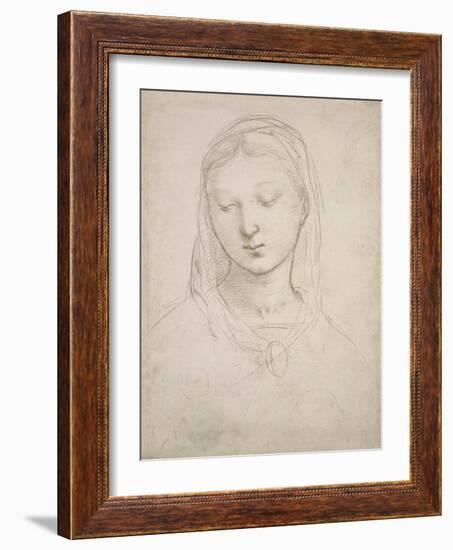 Head of a Woman-Raphael-Framed Art Print