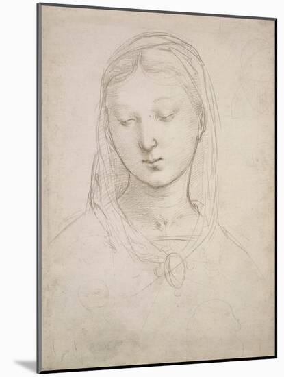 Head of a Woman-Raphael-Mounted Art Print