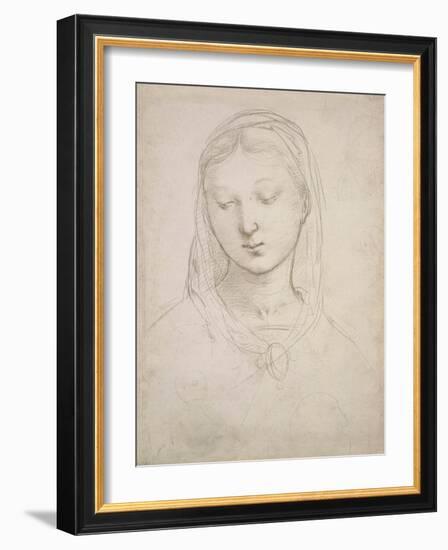 Head of a Woman-Raphael-Framed Art Print