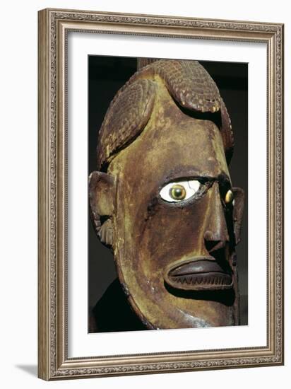 Head of a wooden figure from New Ireland, Melanesian. Artist: Unknown-Unknown-Framed Giclee Print