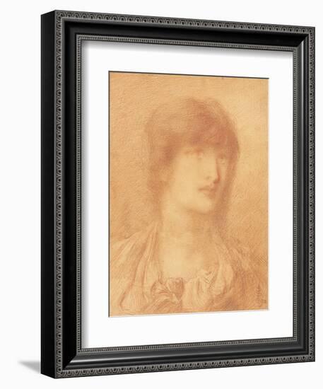 Head of a Young Girl, 1890 (Red Chalk on Buff Paper)-Simeon Solomon-Framed Giclee Print