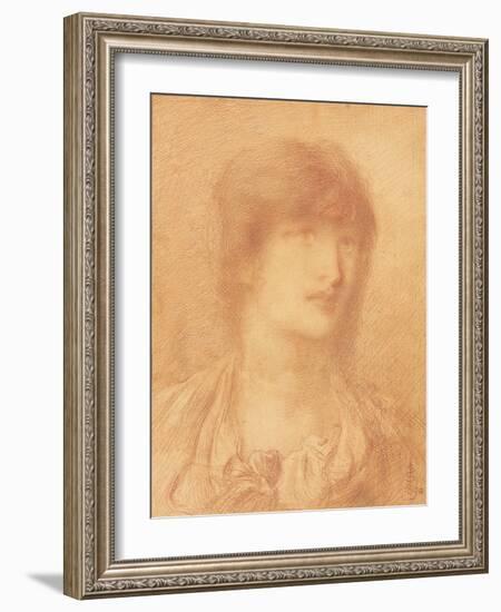 Head of a Young Girl, 1890 (Red Chalk on Buff Paper)-Simeon Solomon-Framed Giclee Print