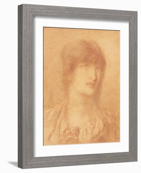 Head of a Young Girl, 1890 (Red Chalk on Buff Paper)-Simeon Solomon-Framed Giclee Print