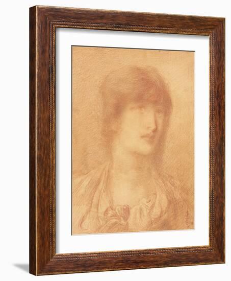 Head of a Young Girl, 1890 (Red Chalk on Buff Paper)-Simeon Solomon-Framed Giclee Print