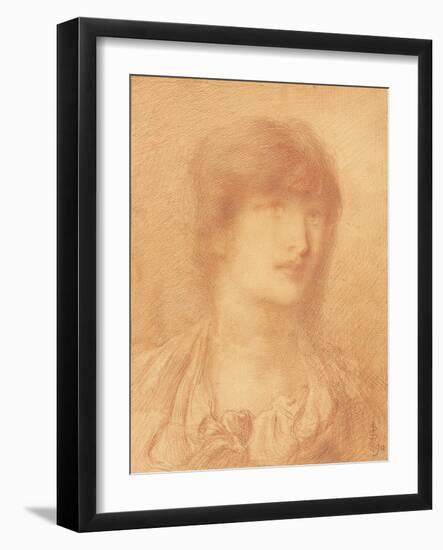 Head of a Young Girl, 1890 (Red Chalk on Buff Paper)-Simeon Solomon-Framed Giclee Print