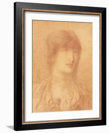 Head of a Young Girl, 1890 (Red Chalk on Buff Paper)-Simeon Solomon-Framed Giclee Print