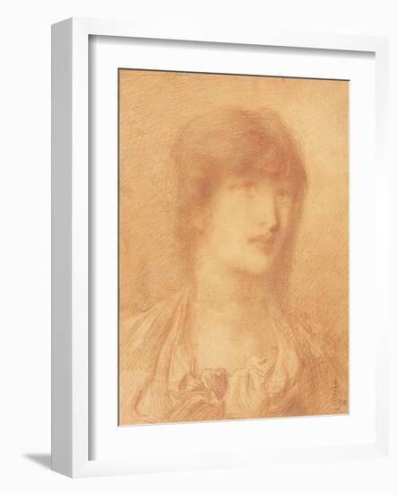 Head of a Young Girl, 1890 (Red Chalk on Buff Paper)-Simeon Solomon-Framed Giclee Print