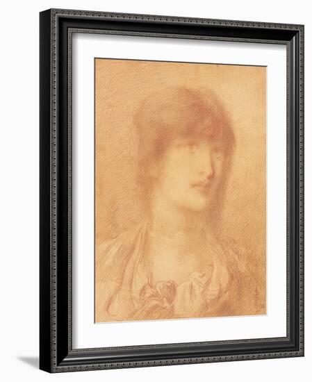 Head of a Young Girl, 1890 (Red Chalk on Buff Paper)-Simeon Solomon-Framed Giclee Print