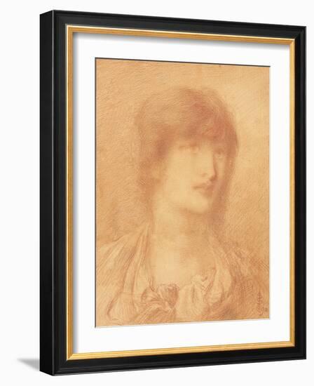 Head of a Young Girl, 1890 (Red Chalk on Buff Paper)-Simeon Solomon-Framed Giclee Print