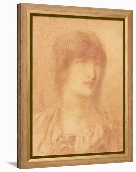 Head of a Young Girl, 1890 (Red Chalk on Buff Paper)-Simeon Solomon-Framed Premier Image Canvas