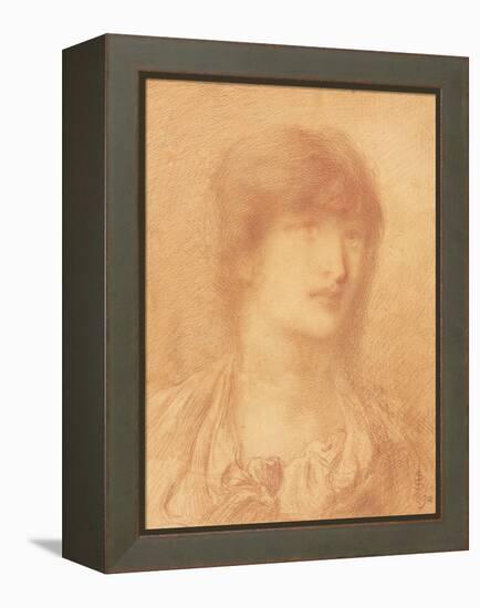 Head of a Young Girl, 1890 (Red Chalk on Buff Paper)-Simeon Solomon-Framed Premier Image Canvas