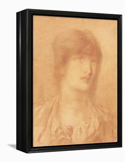 Head of a Young Girl, 1890 (Red Chalk on Buff Paper)-Simeon Solomon-Framed Premier Image Canvas