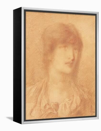 Head of a Young Girl, 1890 (Red Chalk on Buff Paper)-Simeon Solomon-Framed Premier Image Canvas