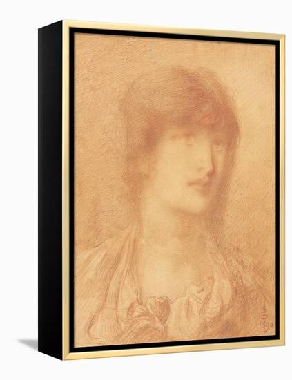 Head of a Young Girl, 1890 (Red Chalk on Buff Paper)-Simeon Solomon-Framed Premier Image Canvas