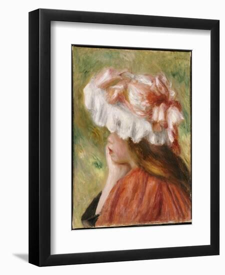 Head of a Young Girl in a Red Hat-Pierre-Auguste Renoir-Framed Giclee Print