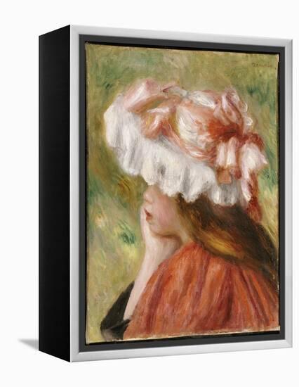 Head of a Young Girl in a Red Hat-Pierre-Auguste Renoir-Framed Premier Image Canvas