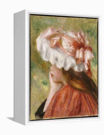 Head of a Young Girl in a Red Hat-Pierre-Auguste Renoir-Framed Premier Image Canvas