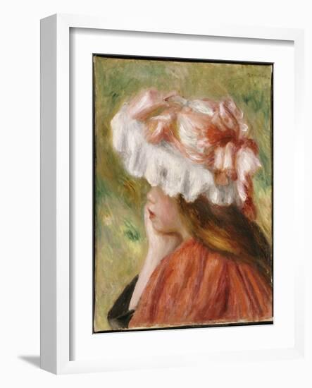 Head of a Young Girl in a Red Hat-Pierre-Auguste Renoir-Framed Giclee Print