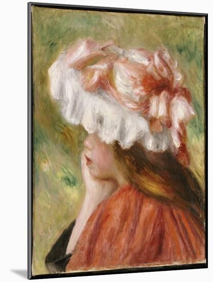 Head of a Young Girl in a Red Hat-Pierre-Auguste Renoir-Mounted Giclee Print