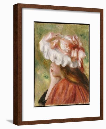 Head of a Young Girl in a Red Hat-Pierre-Auguste Renoir-Framed Giclee Print