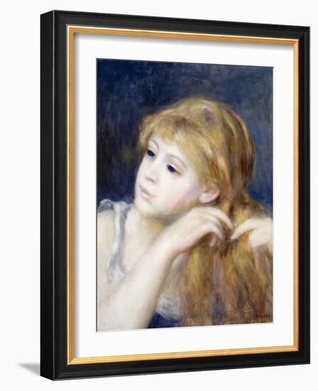 Head of a Young Girl (Tete De Jeune Fille), 1890-Pierre-Auguste Renoir-Framed Giclee Print