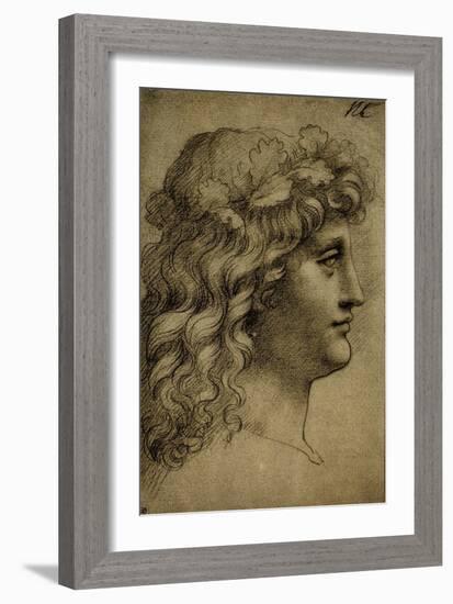 Head of a Young Man; Drawing by Leonardo Da Vinci. the Louvre, Paris-Leonardo Da Vinci-Framed Giclee Print