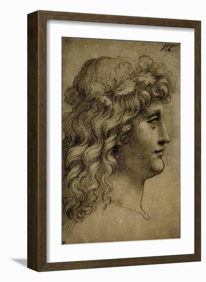 Head of a Young Man; Drawing by Leonardo Da Vinci. the Louvre, Paris-Leonardo Da Vinci-Framed Giclee Print
