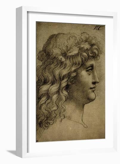 Head of a Young Man; Drawing by Leonardo Da Vinci. the Louvre, Paris-Leonardo Da Vinci-Framed Giclee Print