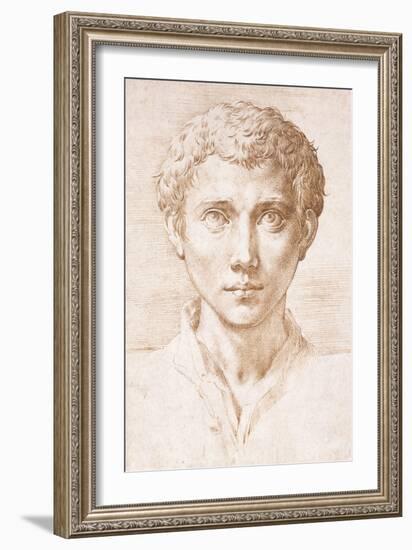 Head of a Young Man Looking Up-Parmigianino-Framed Giclee Print