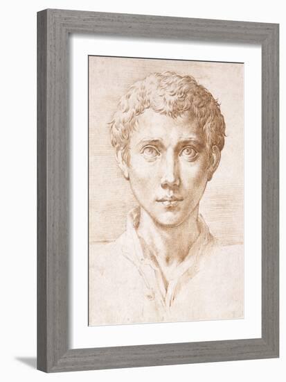 Head of a Young Man Looking Up-Parmigianino-Framed Giclee Print