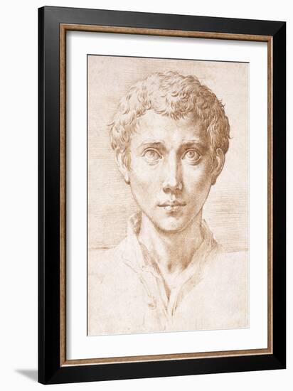 Head of a Young Man Looking Up-Parmigianino-Framed Giclee Print