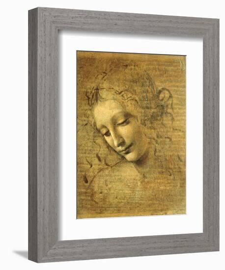 Head of a Young Woman La Scapigliata (the Lady of the Disheveled Hair)-Leonardo da Vinci-Framed Giclee Print