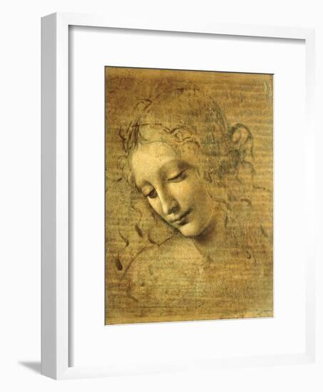 Head of a Young Woman La Scapigliata (the Lady of the Disheveled Hair)-Leonardo da Vinci-Framed Premium Giclee Print