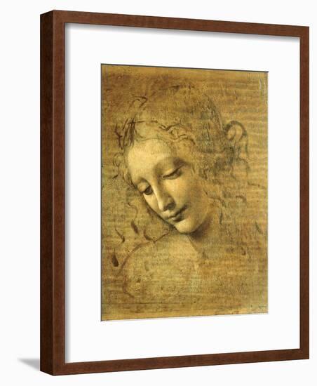 Head of a Young Woman La Scapigliata (the Lady of the Disheveled Hair)-Leonardo da Vinci-Framed Premium Giclee Print