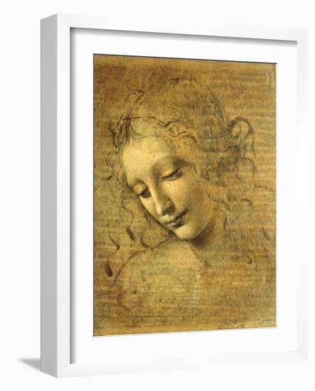 Head of a Young Woman La Scapigliata (the Lady of the Disheveled Hair)-Leonardo da Vinci-Framed Giclee Print