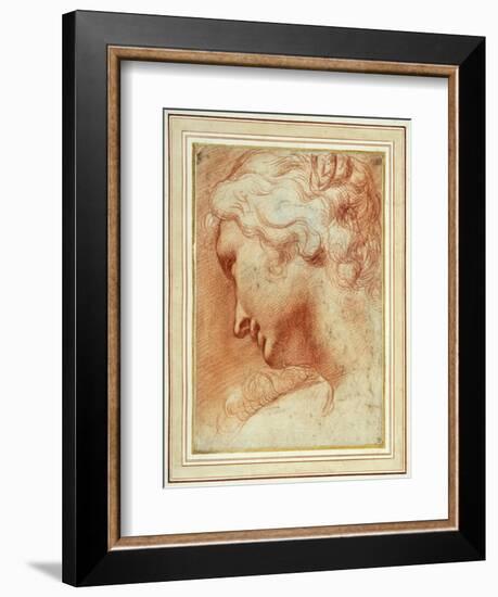 Head of a Young Woman Looking Down over Her Right Shoulder-Agostino Carracci-Framed Giclee Print