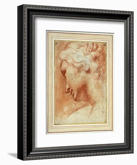 Head of a Young Woman Looking Down over Her Right Shoulder-Agostino Carracci-Framed Giclee Print