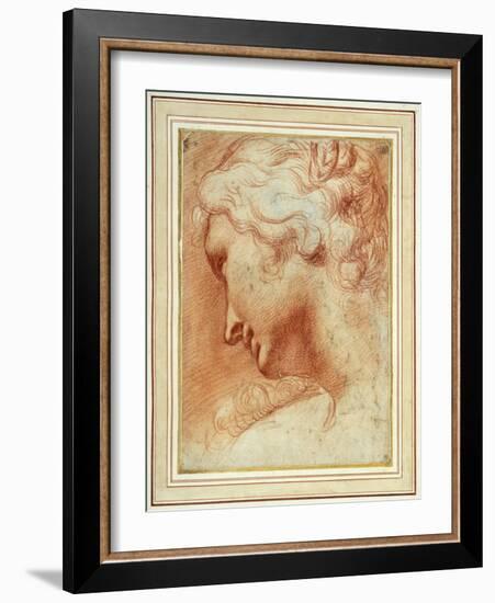 Head of a Young Woman Looking Down over Her Right Shoulder-Agostino Carracci-Framed Giclee Print