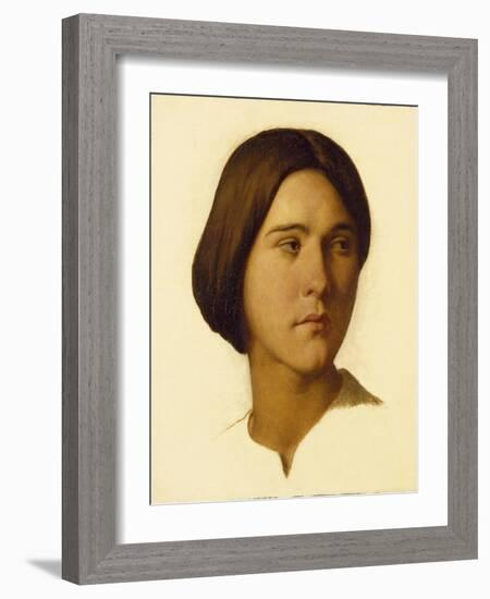 Head of a Young Woman Looking to Her Left, 19th Century-Hippolyte Flandrin-Framed Giclee Print